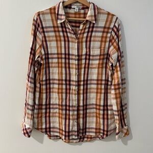 Sonoma Plaid Everyday Comfort Button Down Shirt Medium